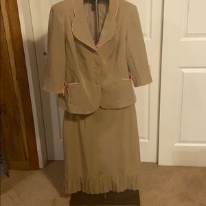 T. Milano Tan/ Pink Strips 2PC Skirt Suit 14W